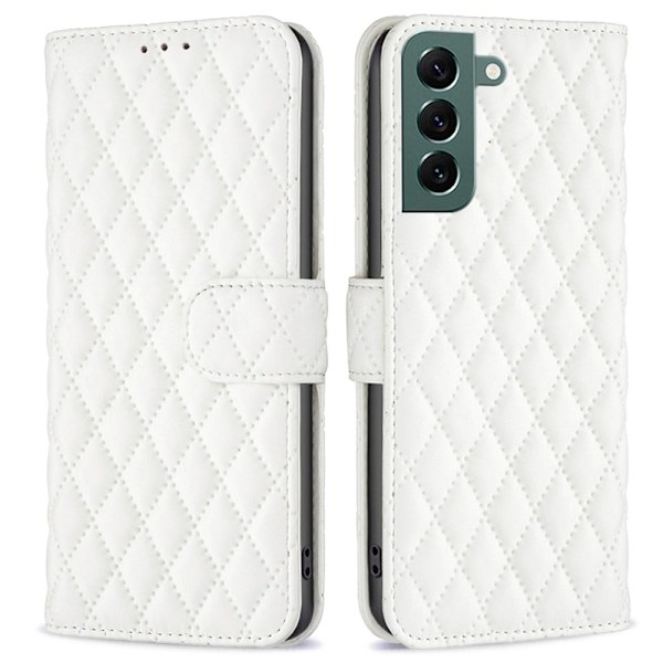 Rombuskuvioinen matta läppäkotelo Samsung Galaxy S22 Plus - Valkoinen White