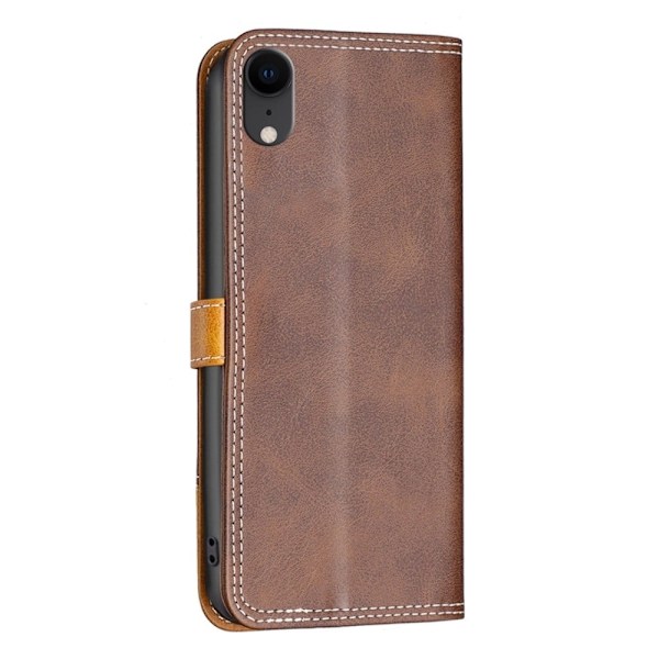 BINFEN tofarget læretui for iPhone Xr - Kaffe Brown