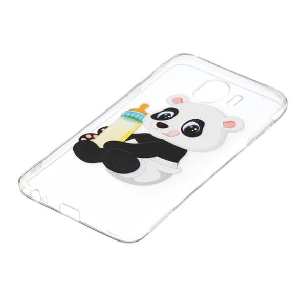Samsung Galaxy J4 (2018) kuvioitu geeli suojakotelo - Panda pitää pulloa Multicolor
