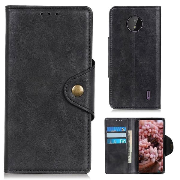 Alpha Nokia C10 / Nokia C20 flip etui i lær - Svart Black