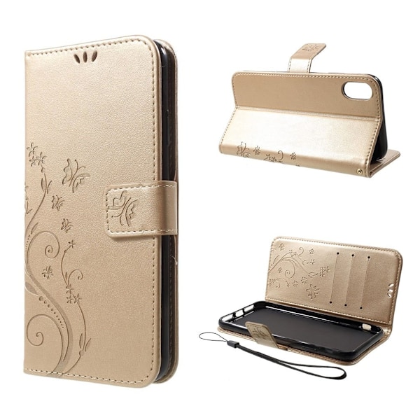 Butterfly läder iPhone Xs Max fodral - Guld Guld