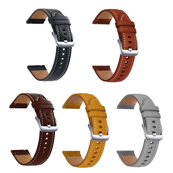 20 mm universal urrem i ægte læder med sølvspænde - Grå Silver grey