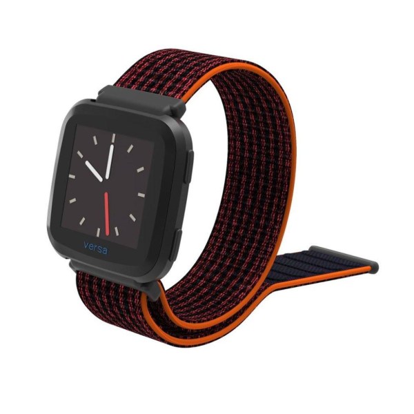 Fitbit Versa klockarmband nylon kardborre - Svart och röd multifärg