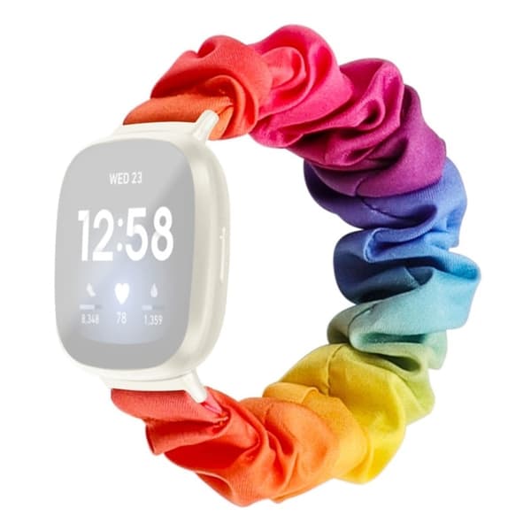 Fitbit Sense 2 / Versa 4 klockarmband med elastiskt tygmönster - Regnbåge multifärg