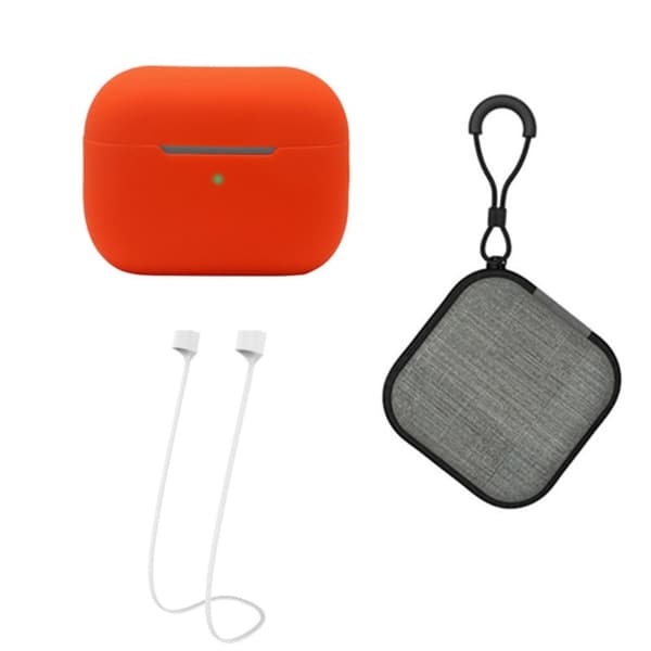 AirPods Pro 2 silikonetui med stropp og oppbevaringsboks - Oransje Orange
