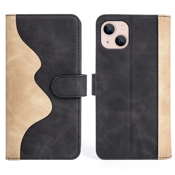 To-farvet iPhone 13 læderetui - Sort Black