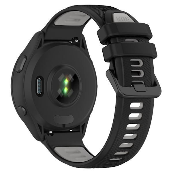 Garmin Forerunner 265S kaksivärinen silikonihihna - Musta / Harmaa Silver grey