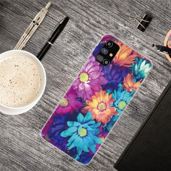 Deco Samsung Galaxy M51 Etui - Orange / Blue / Purple Flowers Multicolor