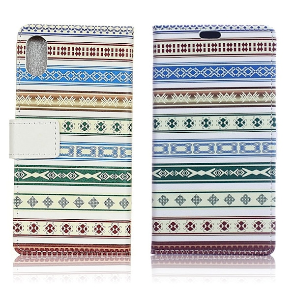 Sony Xperia L3 mønstret læder flip etui - Etnisk Stil Multicolor