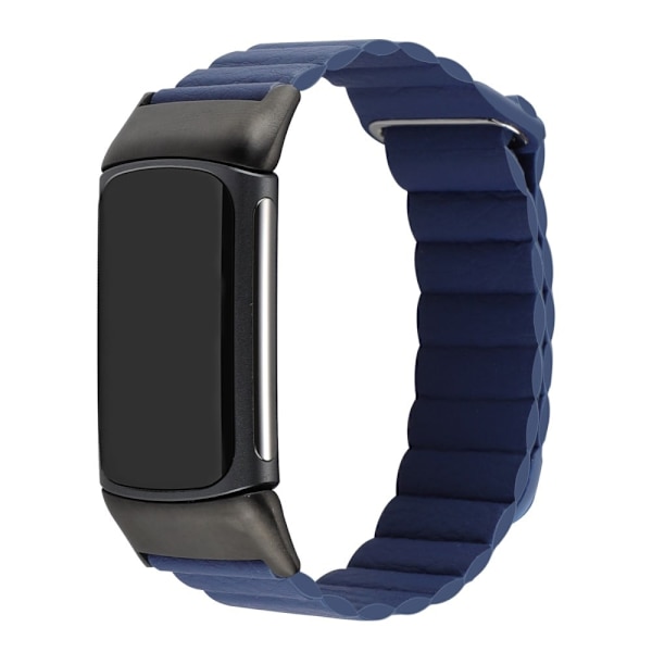 Fitbit Charge 5 urrem i ægte læder - Midnatsblå Blue