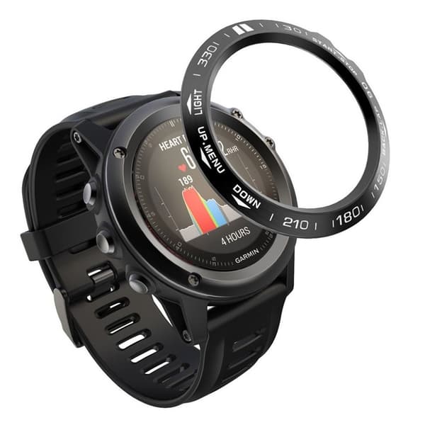 Garmin Fenix 3 cool rustfrit stål bezel - Sort Baggrund / Hvid tegn Black