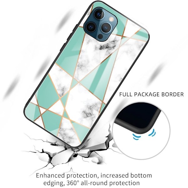 Fantasy Marble iPhone 15 Plus Deksel - Teal og Hvit Trekant Green