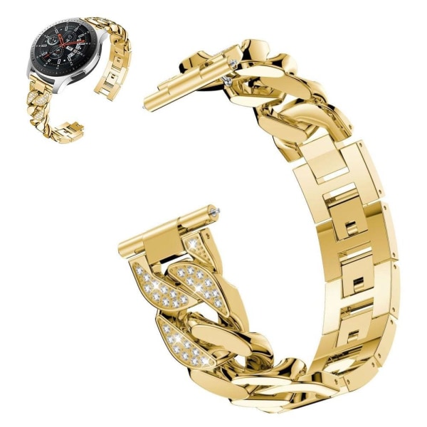 22mm Universal rhinestone adorned stainless steel watch strap - Guld