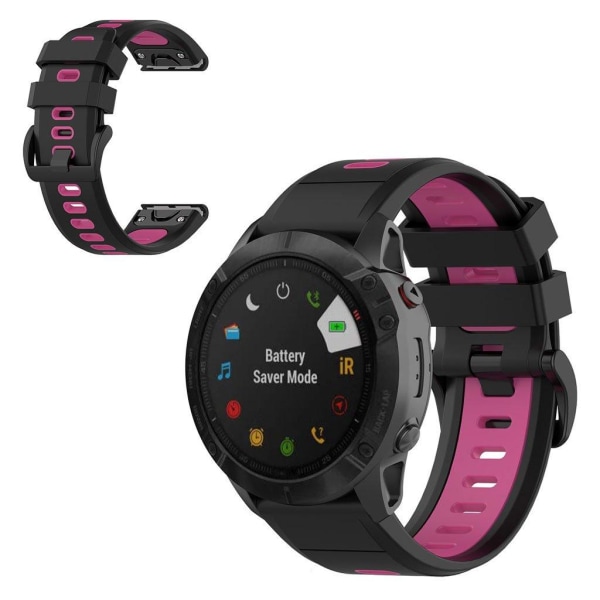 Garmin Fenix 6X / 5X kaksivärinen silikoninen kellonauha - Musta / Ruusu Black