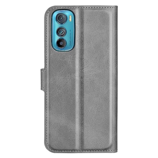 Hållbart konstläder Motorola Edge 30 fodral med plånbok - Silver/Grå Silvergrå
