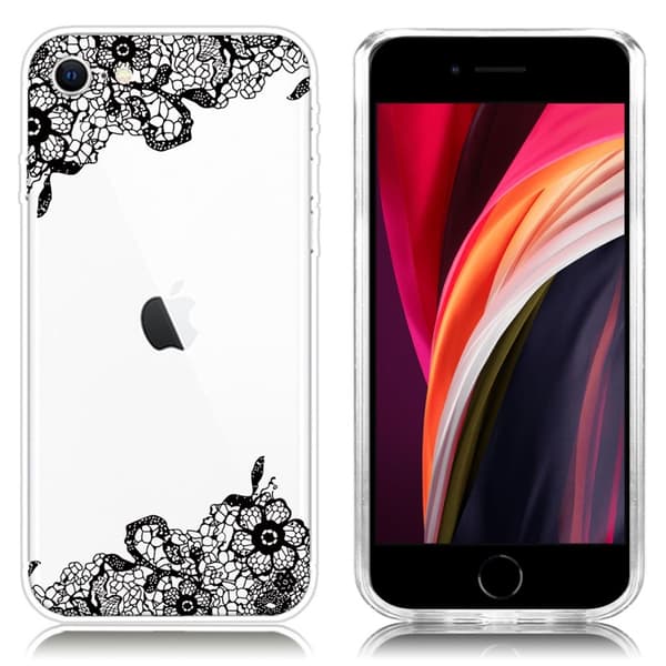 Mønstertryk Fleksibelt blødt telefon cover iPhone SE (2022)/SE (2020)/8/7 4,7 tommer - Sort Black
