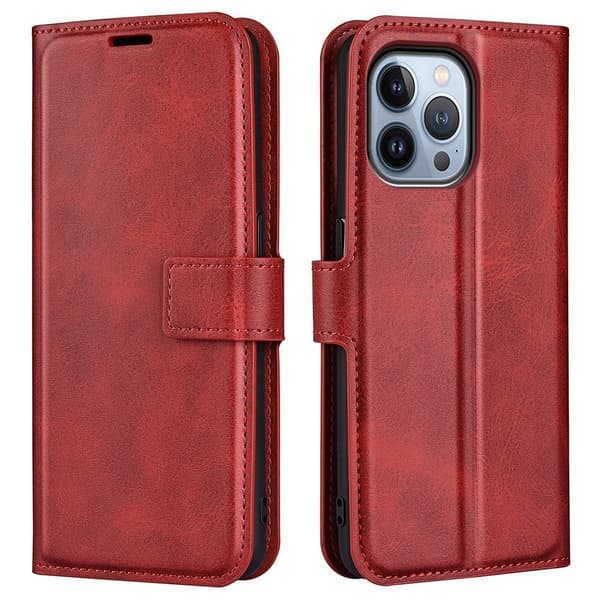 iPhone 14 Pro Max nahkainen lompakokkotelo - Punainen Red