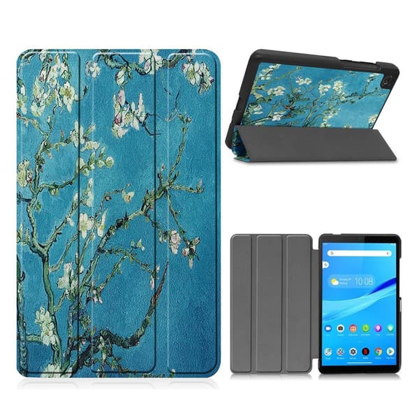 Lenovo Tab M7 flipfodral i läder med trefaldigt mönster - Persikoblomma multifärg