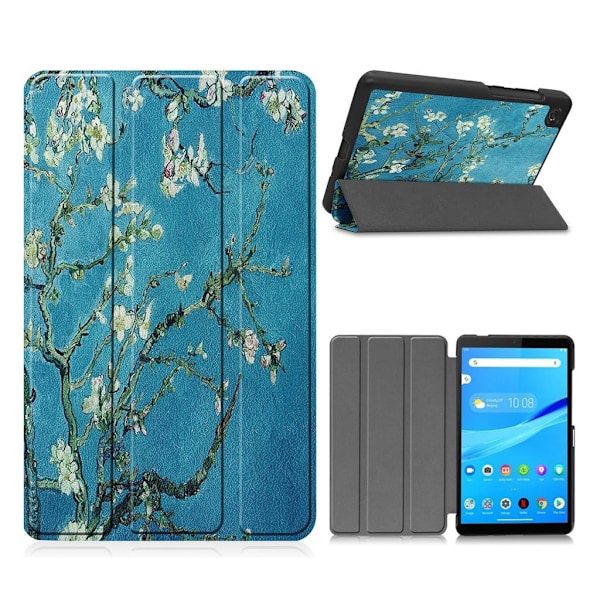 Lenovo Tab M7 kolminkertainen kuvio nahkainen flip case - Persikka Kukka Multicolor