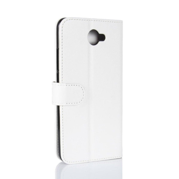 Crazy Horse Huawei Y7 PU læder flip etui - hvid White