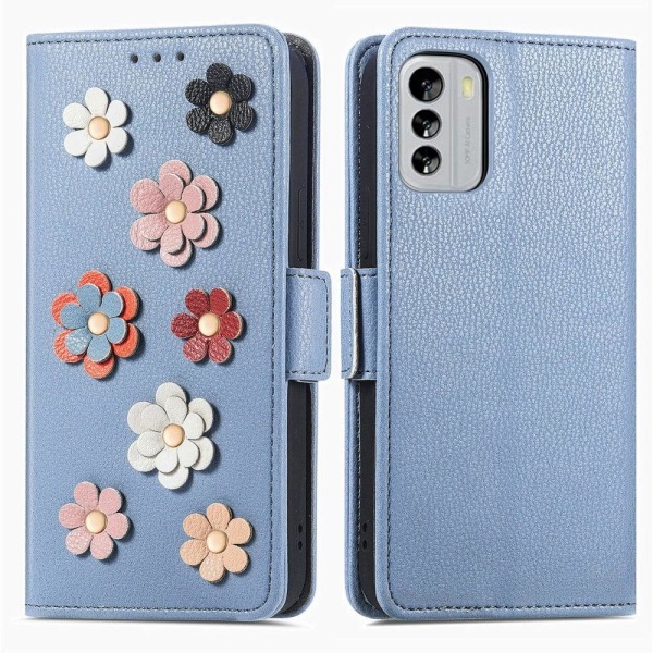 Smooth and thin premium PU leather case for Nokia G60 - Blue Blå