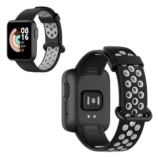 Xiaomi Mi Watch Lite / Redmi Watch kaksivärinen silikoninen kellonauha - Musta / Harmaa Silver grey