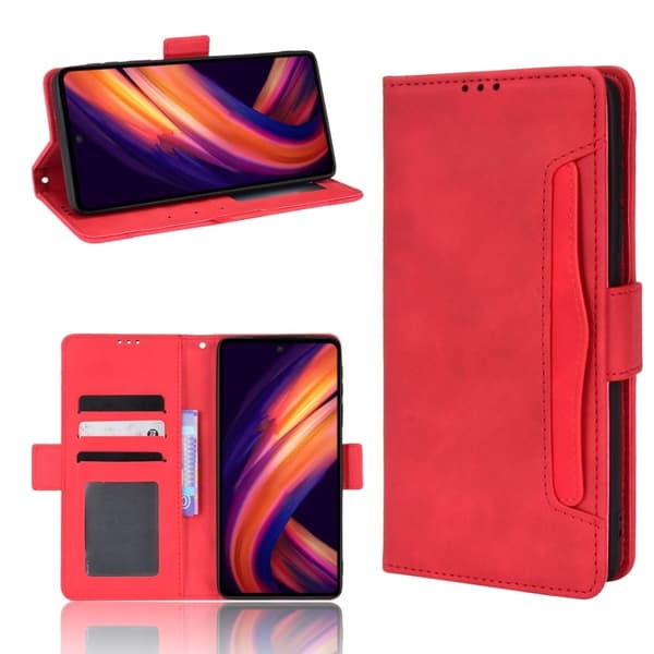 Stilfuldt Læder Etui med Pung til Motorola Edge X30 - Rød Red