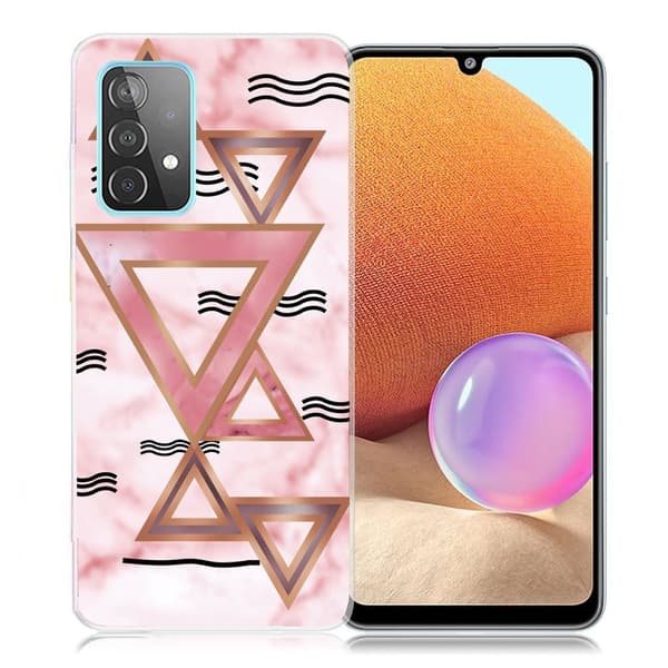 Marble design Samsung Galaxy A32 cover - Rosa Farvede Trekanter Pink