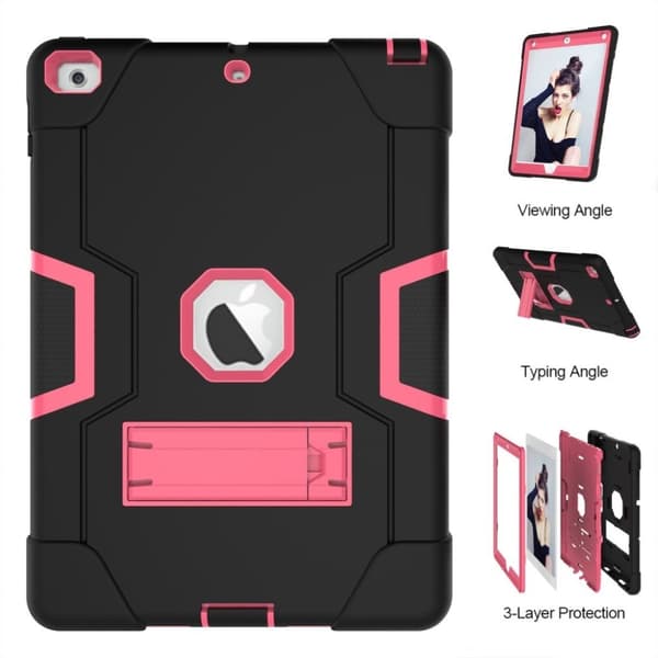 iPad (2017) Deksel laget av plastikk og silikon - Rosa og svart Multicolor