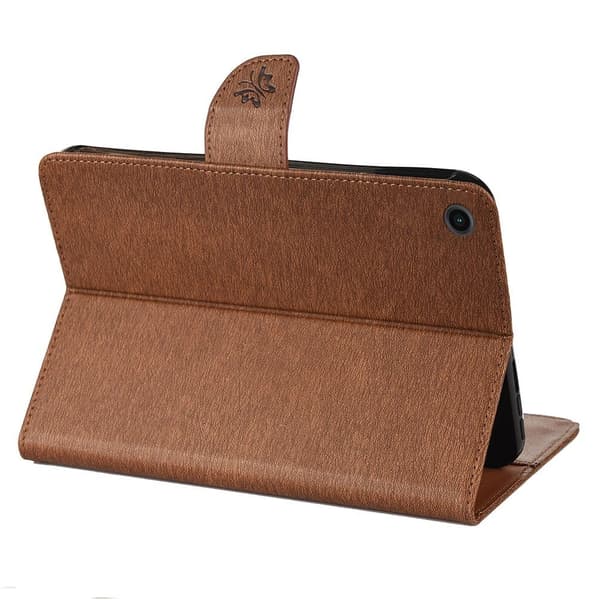 Samsung Galaxy Tab A8 10.5 (2021) sommerfugleblomst-præget læderetui - Brun Brown