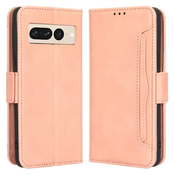 Stilfuldt Læder Etui med Pung til Google Pixel 7 Pro - Lyserød Pink