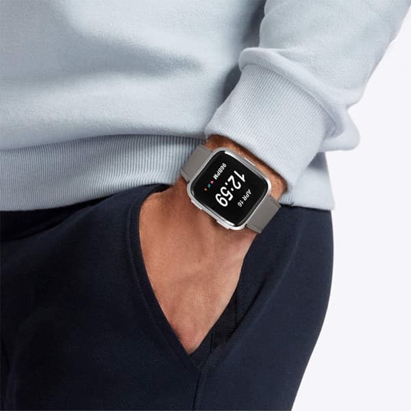 Fitbit Versa 2 / Versa cowhide urrem i ægte læder - Grå Silver grey