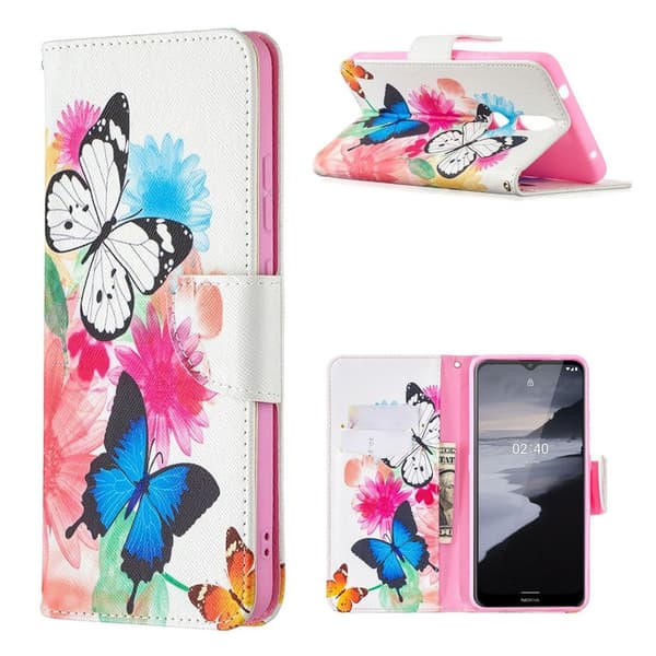 Wonderland Nokia 2.4 flip kuoret - Sininen Perhonen Multicolor
