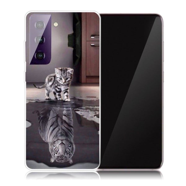 Deco Samsung Galaxy S21 Etui - Katt og Tiger Silver grey