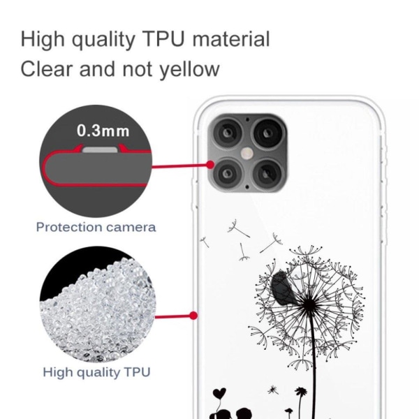 Blødt, fleksibelt skal med mønstertryk iPhone 12 Pro/12 - Sort Black