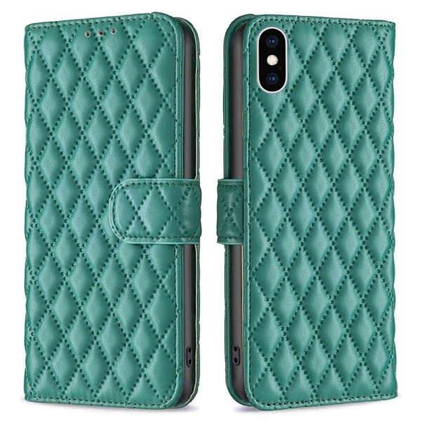 Matt iPhone Xs fodral med rombmönster - Grön Grön