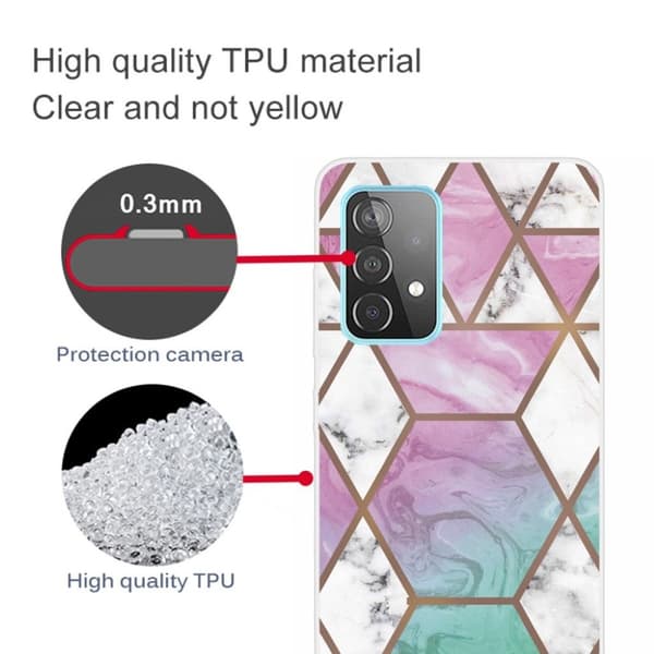 Marble Samsung Galaxy A32 Etui - Hvit Diamant i Fargerik Bakgrunn Multicolor