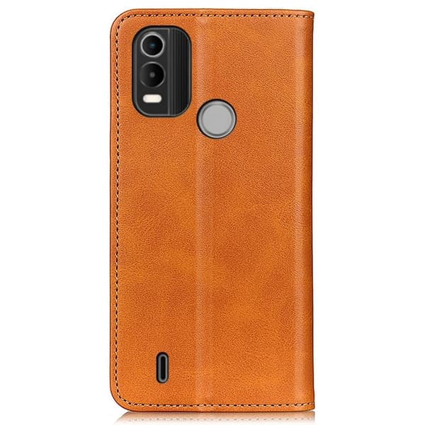 Nokia C21 Plus flip etui i ægte læder med pung – Brun Brown