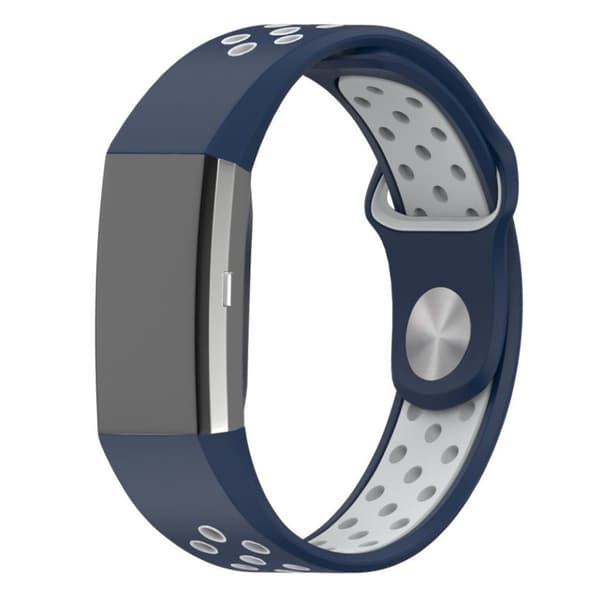 Fitbit Charge 2 tvåfärgat flerhålsarmband i silikon - Mörkblå / Grå Blå