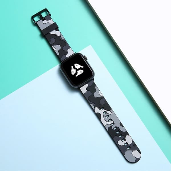 Apple Watch (41mm) viileä naamiointisilikonikellon hihna - Naamiointi Harmaa Silver grey