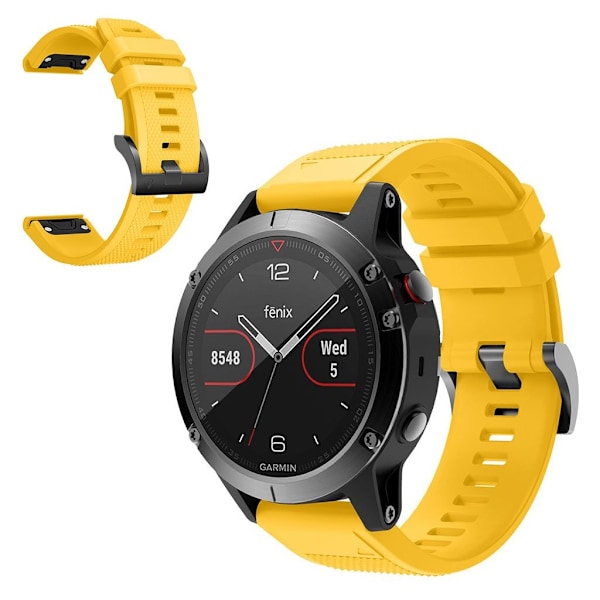 Garmin Fenix 5 holdbar silikoneurrem - Gul Yellow