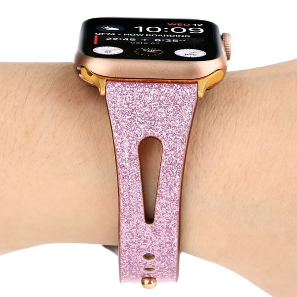 Apple Watch Series 4 40mm flash pulver ægte læder Urrem - Lyserød Pink