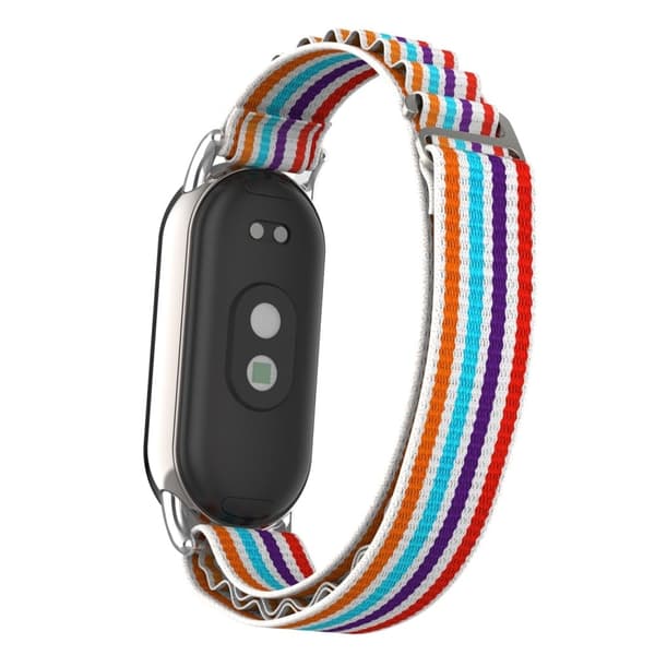 Xiaomi Smart Band 8 nylonrem med sølvstik - Farverig Multicolor