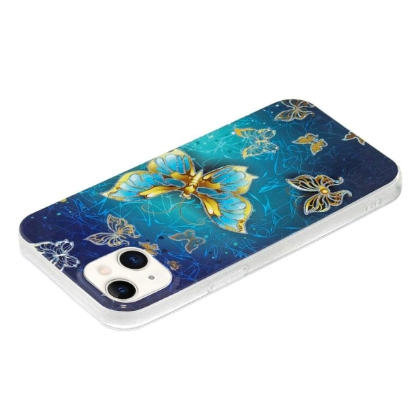 Marble iPhone 14 Suojakotelo - Butterflies Blue