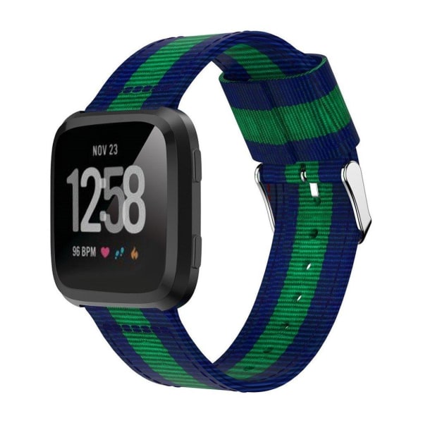 Fitbit Versa träningsklocka armband rem vävd nylon - Mörkblå Grön multifärg