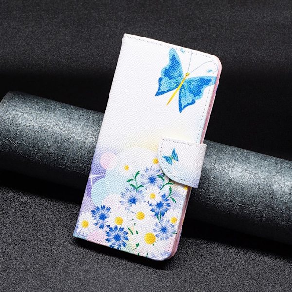 Wonderland Google Pixel 8A flip-etui - Sommerfugl Og Blomster Pink