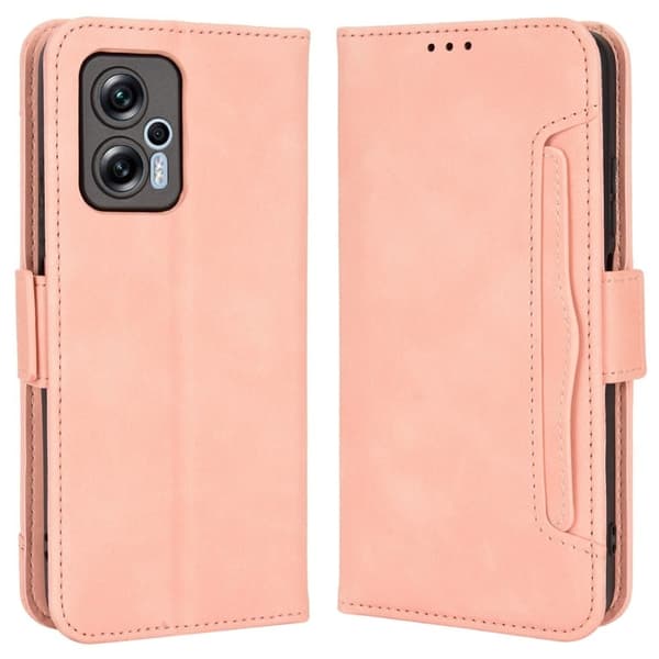 Stilfuldt Læder Etui med Pung til Xiaomi Poco X4 Gt / 11t Pro Plus / 11t Pro - Lyserød Pink