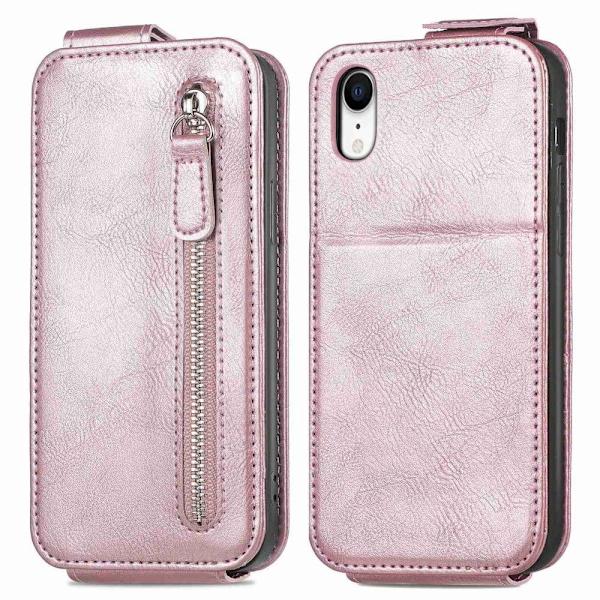 Vertikalt iPhone Xr fodral med dragkedja - Rosa Rosa