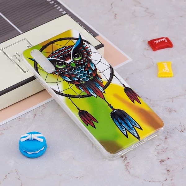 Huawei P20 Pro mobiletui i silikone- og plastik med selvlysende mønster - Ugle og drømmefanger Multicolor