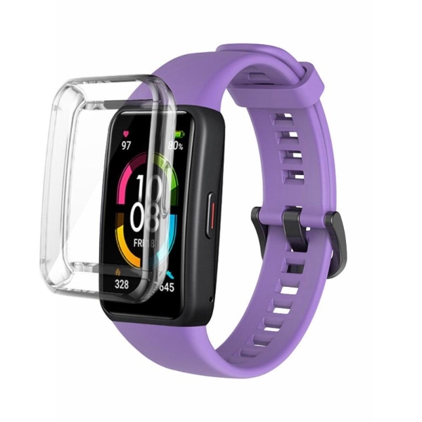 Huawei Band 6 silicone watch strap with clear cover - Lilac Purp Lila